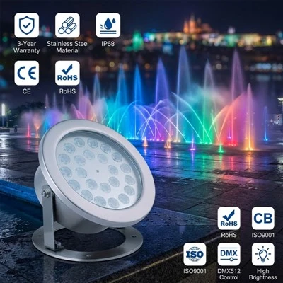 Lumină subacvatică LED IP68 12V 24V RGB 304 Spot submersibil din oțel inoxidabil pentru fântâna de iaz